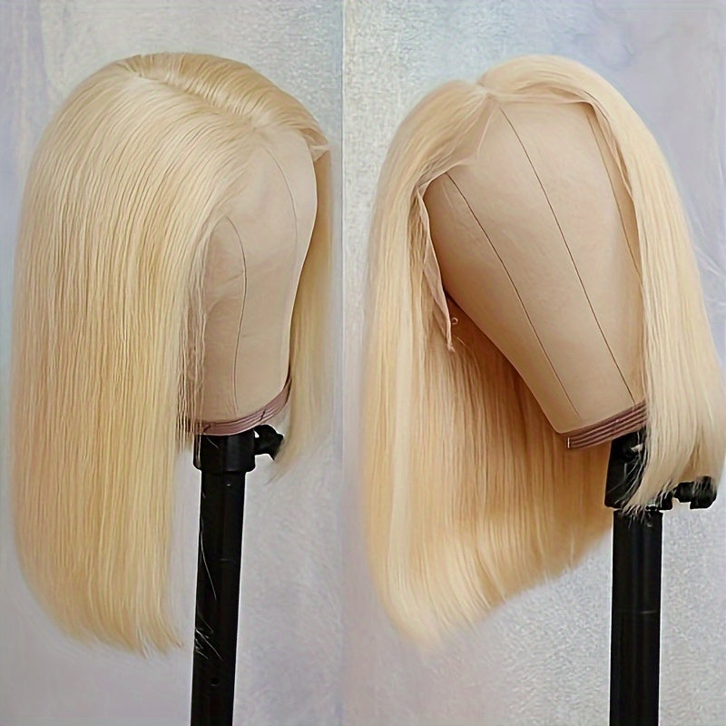 613 Blonde Bob Wig Human Hair 13x4 Blonde Lace Front Wigs Human Hair Pre Plucked Transparent Lace 180% Density 613 Frontal Wig Brazilian Straight Short Bob Wigs