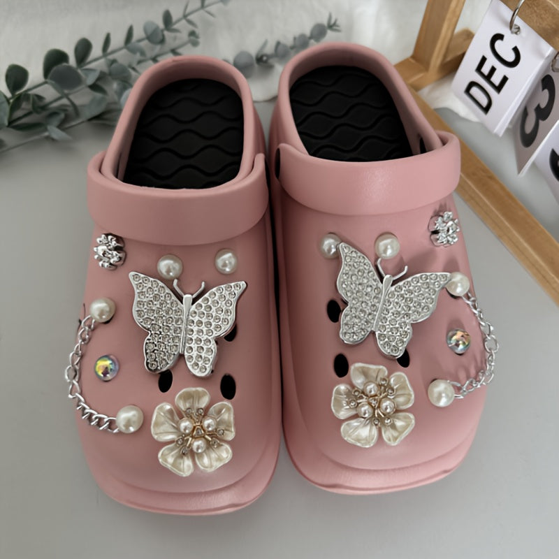 Casual Cartoon Bear Pattern Mules & Clogs for Women, Breathable EVA Platform Heel Clogs with Bow Embellishment, Versatile Indoor/Outdoor Fashion Footwear - Quanzhou Manufactured