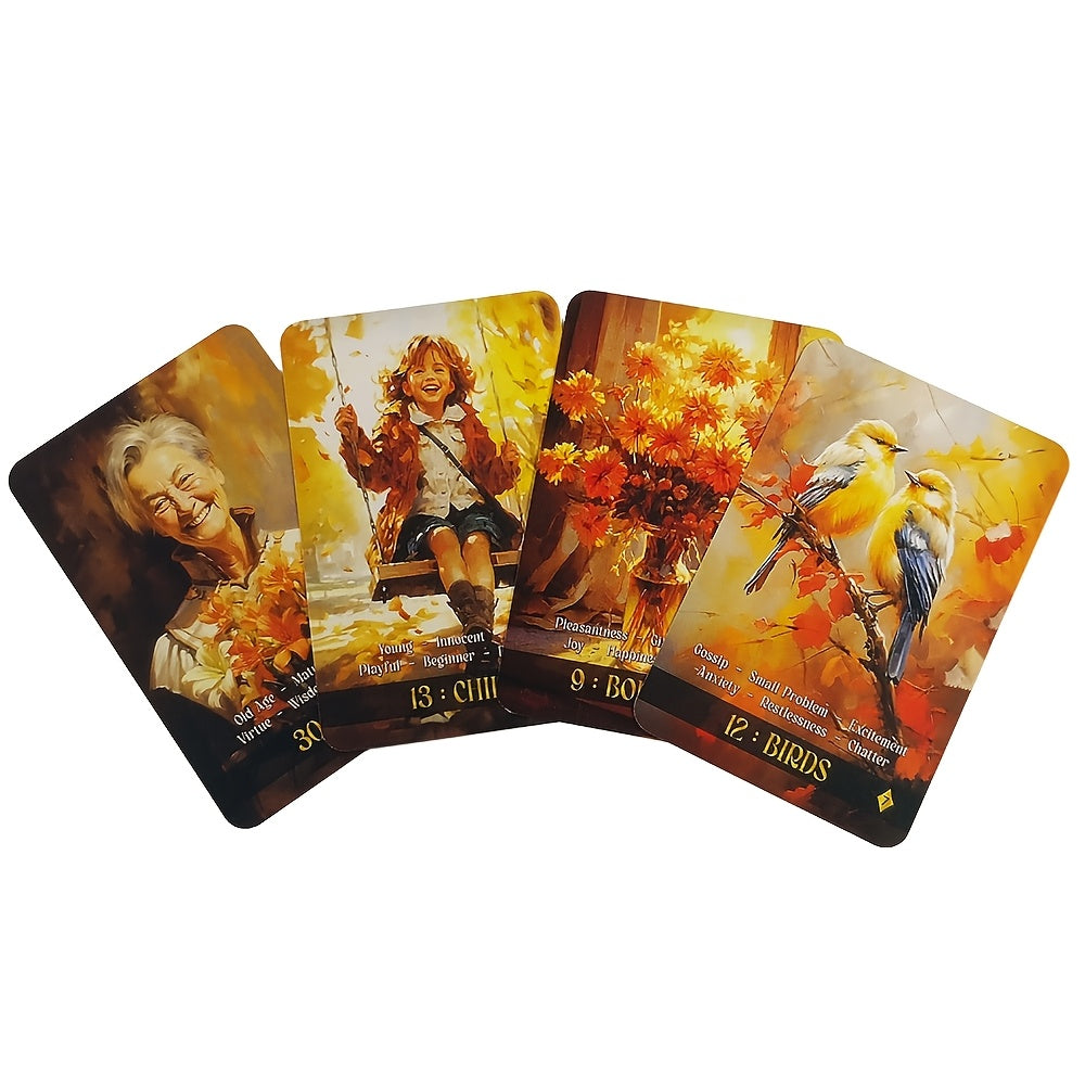 [1 Set Mystic Autumn Lenormand Cards] Mystic Autumn Lenormand Deck | 36 Cards | Fun Guided Reflection Game, Compact Inspiration Cards | Holiday Gifts for Ages 14 And Up