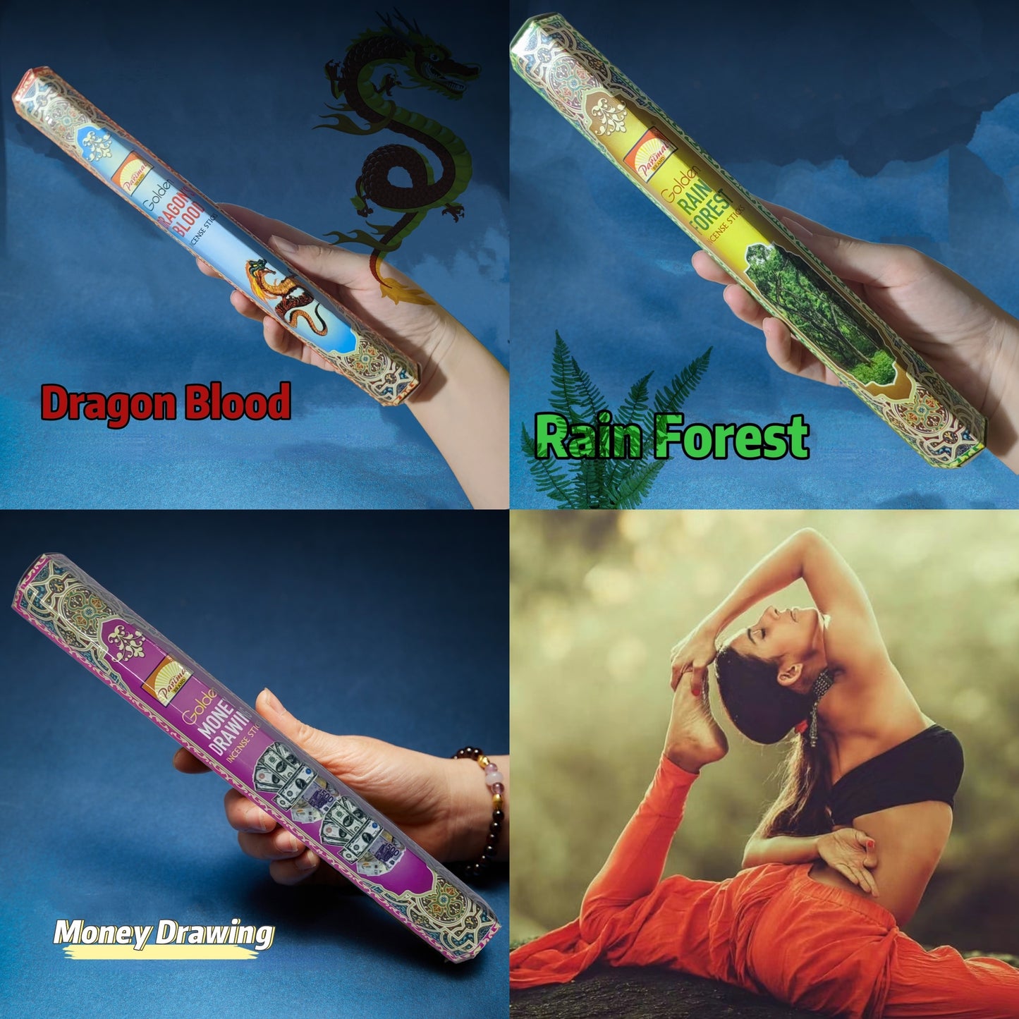 120 High-Quality Incense Sticks per Box, Dragon's Blood Attracting Wealth Home Aromatherapy, Used for Meditation, Yoga, Negative Energy Cleansing, Home and Office Decoration