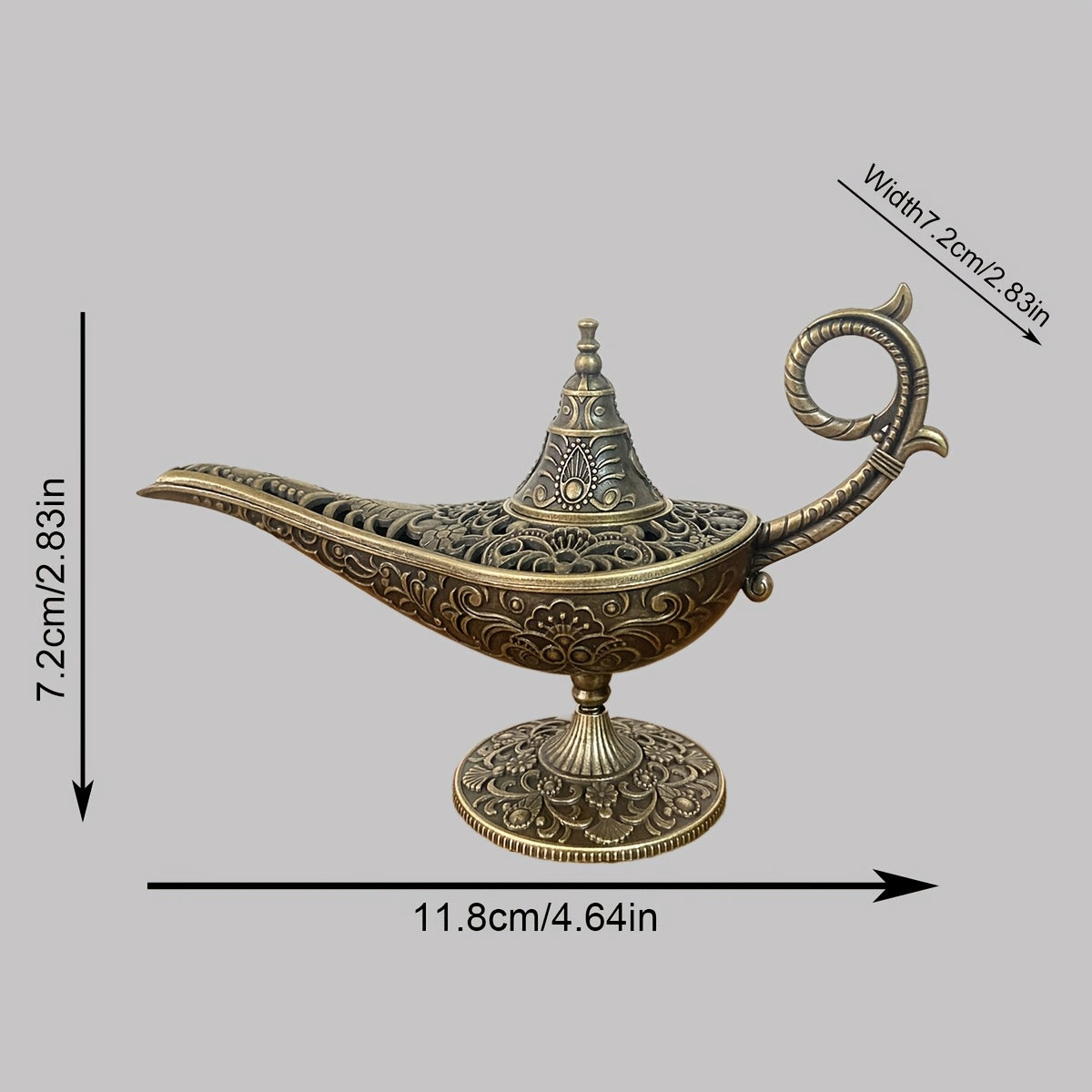 Aladdin'S Magic Lamp Incense Burner, Antique Metal Aromatherapy Holder, for Frankincense & Tibetan Incense, with Air Purification, for Festive Home Fragrance, Christmas, Halloween, Easter, St. Patrick'S Day