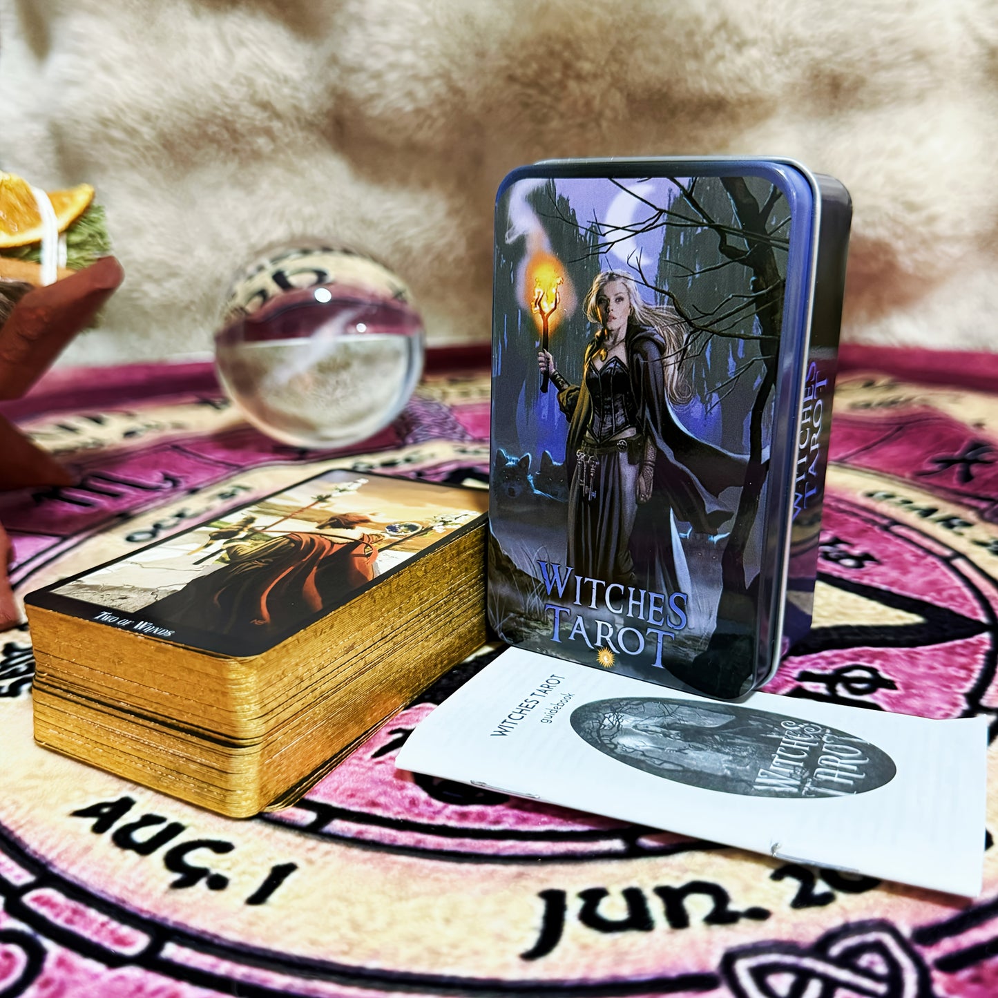 Witches Tarot Deck, 78pcs Small Size, Containing Paper Manual, Suitable for Travel, Party Games, Board Games; Suitable for Ages Over 18;Edge Gilding, Iron Box Storage, High-End Goods.