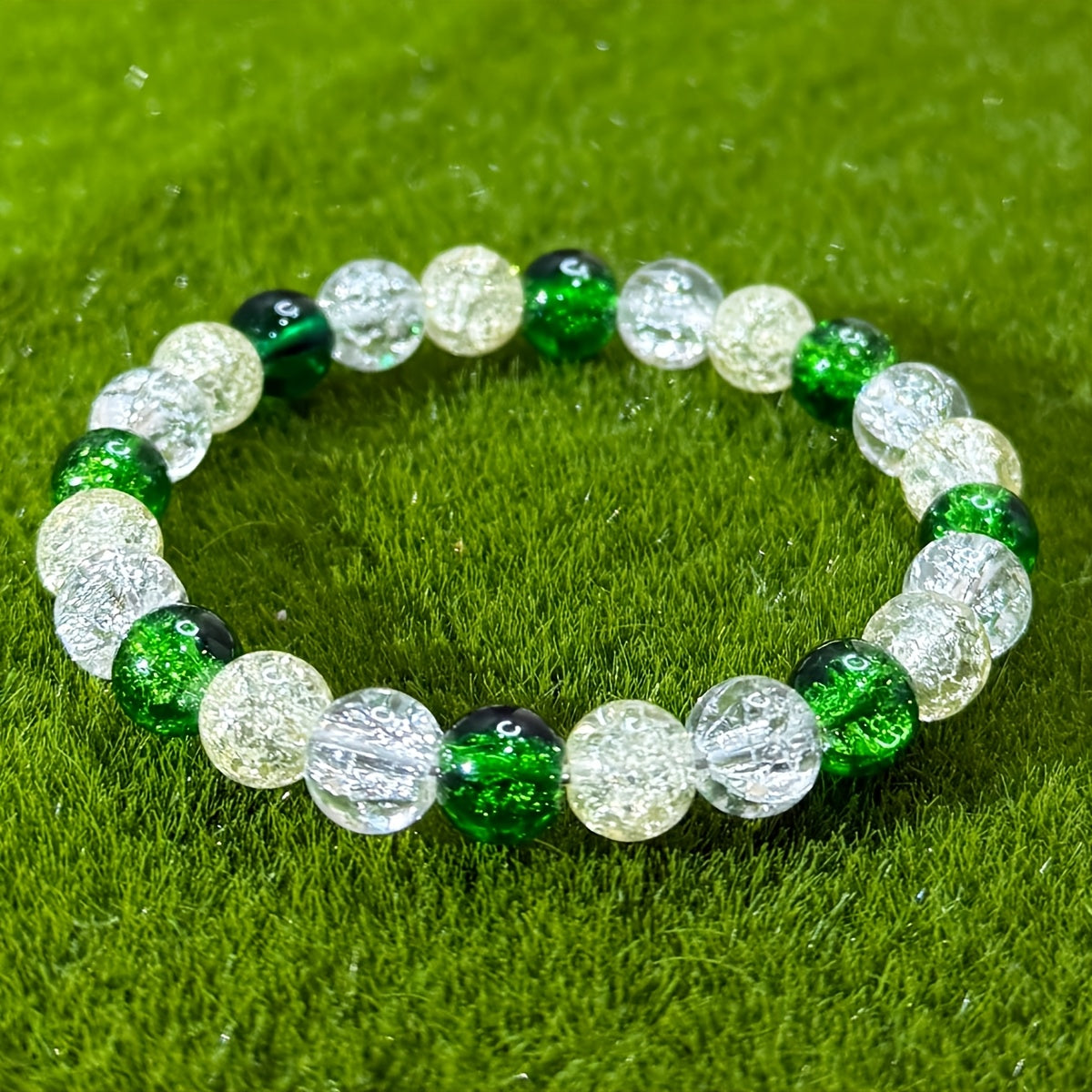 1pc Elegant Unisex Wealth Attraction Bracelet, Synthetic Crystal Glass Beads, Prosperity & Good Luck Charm, Ideal for Daily Wear & Valentine'S Day Gift, All-Season Accessory