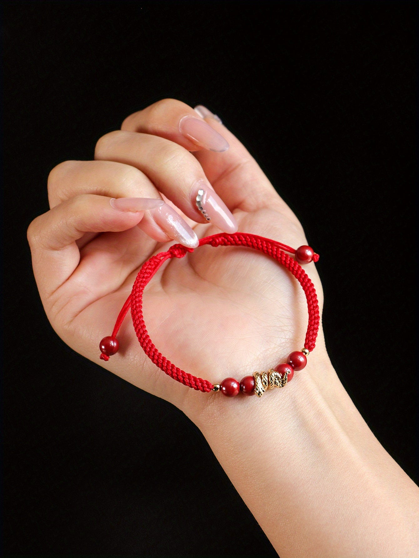 2025 new year Year of Snake Birth Year Hand Woven Hand Rope Safe and Smooth Blessing Snake Couple Bracelet Woven Red Rope Purple Gold Sand Braid Rope