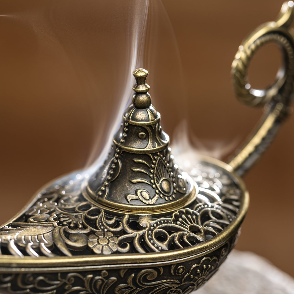 Aladdin'S Magic Lamp Incense Burner, Antique Metal Aromatherapy Holder, for Frankincense & Tibetan Incense, with Air Purification, for Festive Home Fragrance, Christmas, Halloween, Easter, St. Patrick'S Day