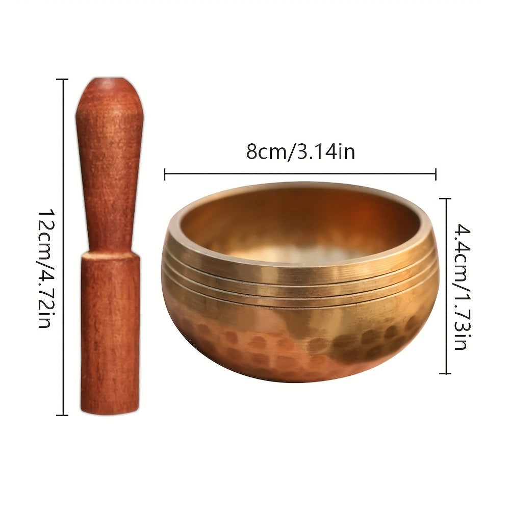 Tibetan Singing Bowl Set - 3 Inch Handcrafted Meditation Bowl for Yoga, Sound Healing, Chakra Balancing, and Mindfulness Practice - Includes Mallet, No Case or Bag