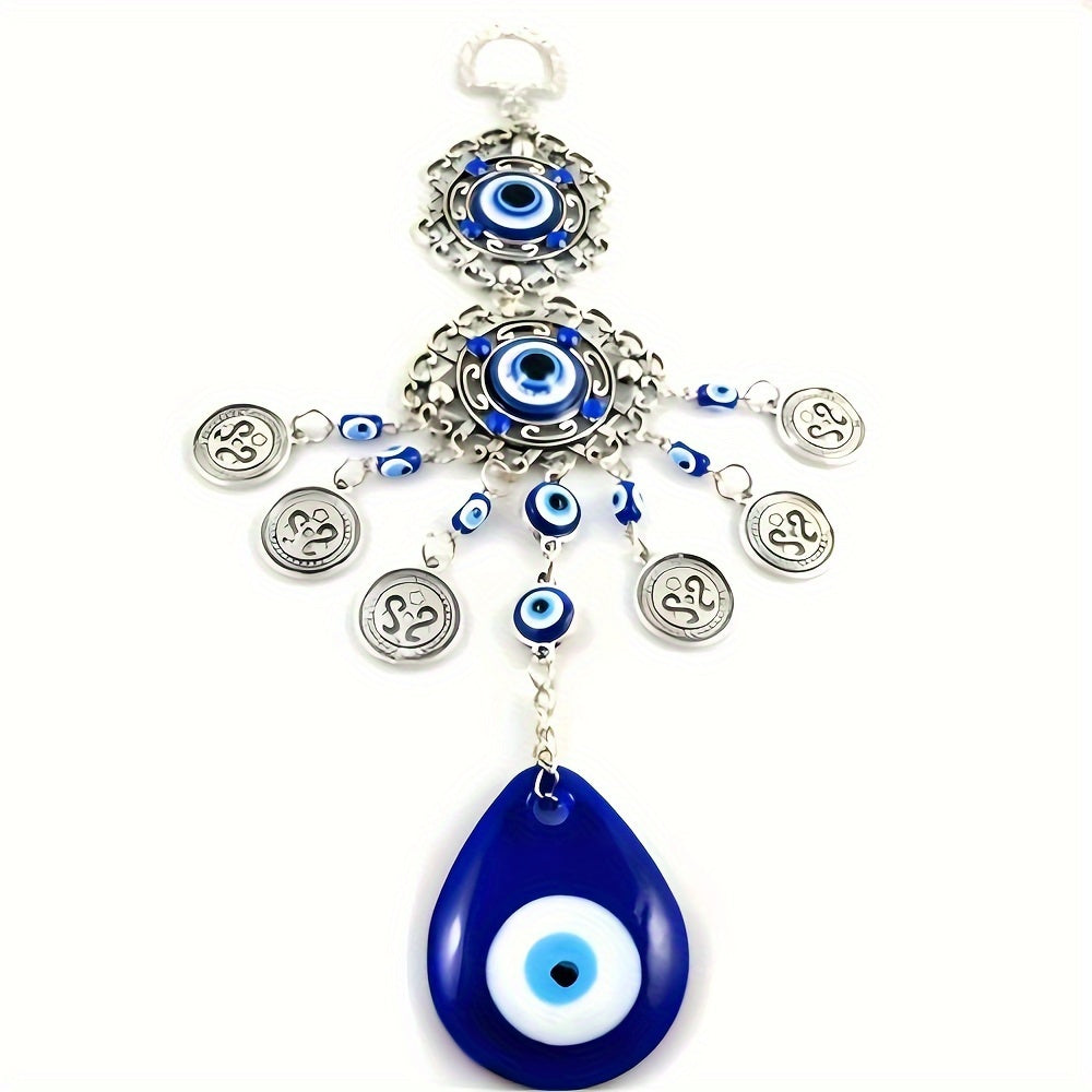 Blue Evil Eye Charm: 23cm/9.06in, 5cm/1.97in, No Feather, Plastic Material, No Power Required, Home Decor