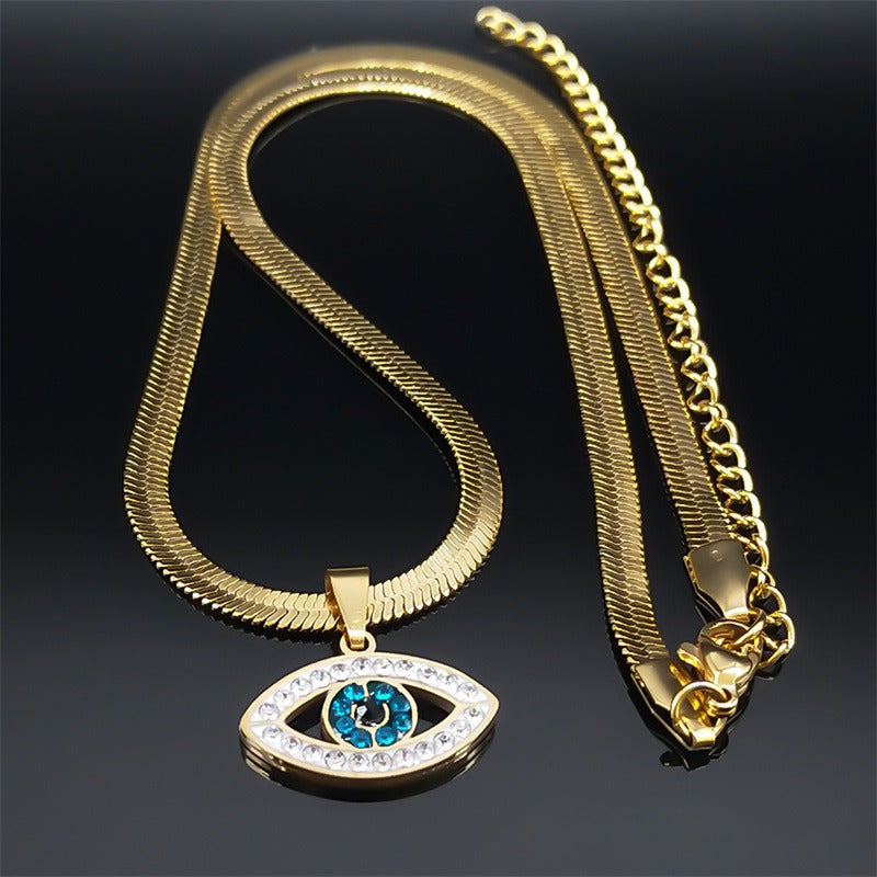 Fashion Islamic Eevil'S Eye Pendant Necklace Stainless Steel Men'S and Women'S Lucky Jewelry Amulet Türkiye Eye Necklace