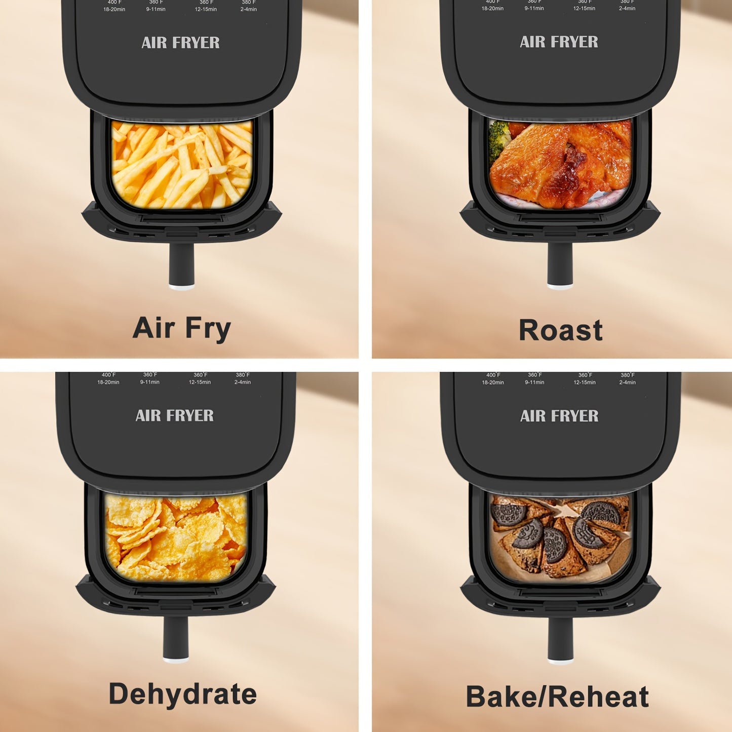 5-quart Large Capacity Air Fryer With 8 One-Touch Preset Functions, 6-in-1 Multi-Function Air Fryer With Smart Cook Program, Stainless Steel Rack Basket, Viewing Window, Interior Light