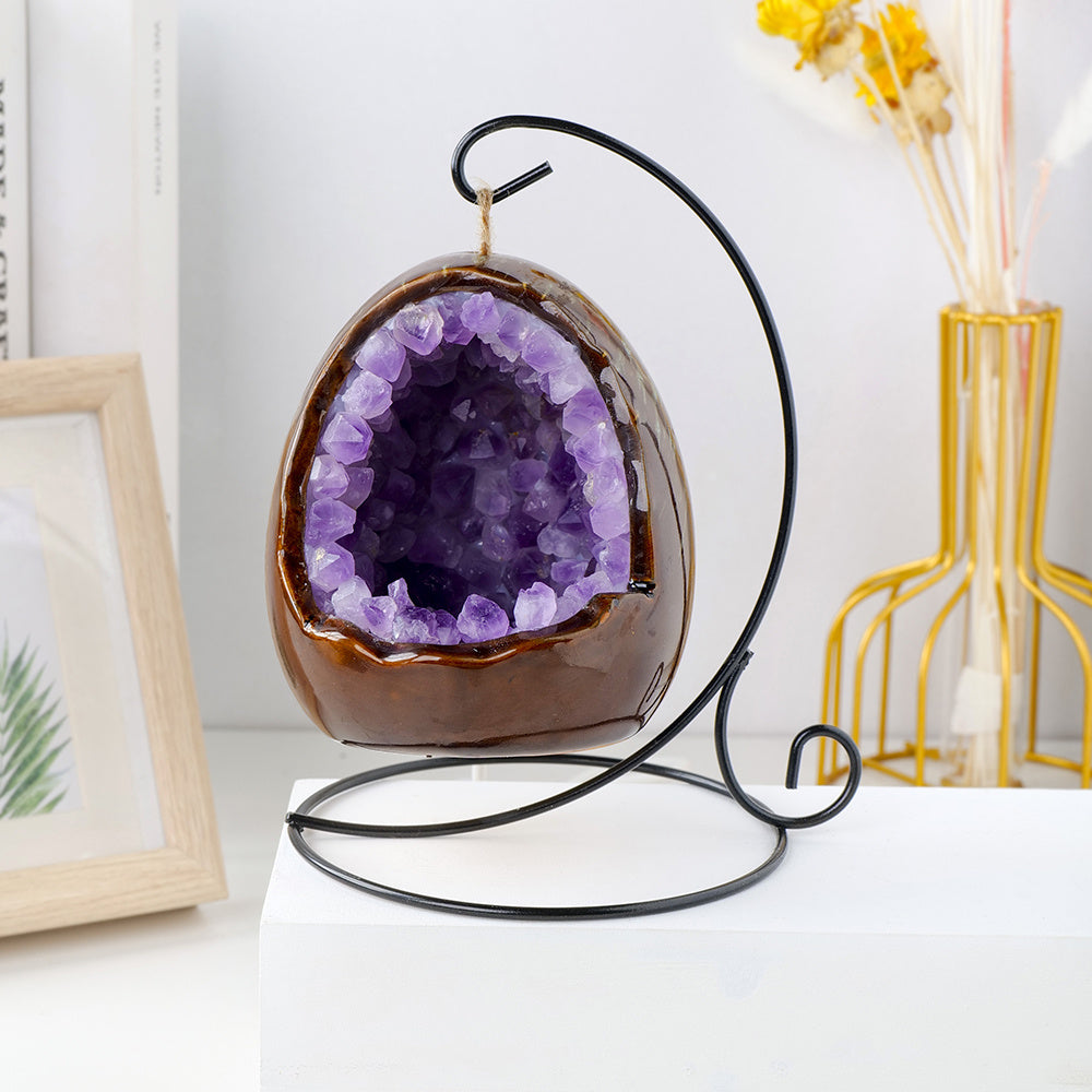 1pc Natural Healing Crystal Stone Amethyst Tusk Flower Dinosaur Egg Shape Holiday Night Light Decoration, Novelty Decorative Lights