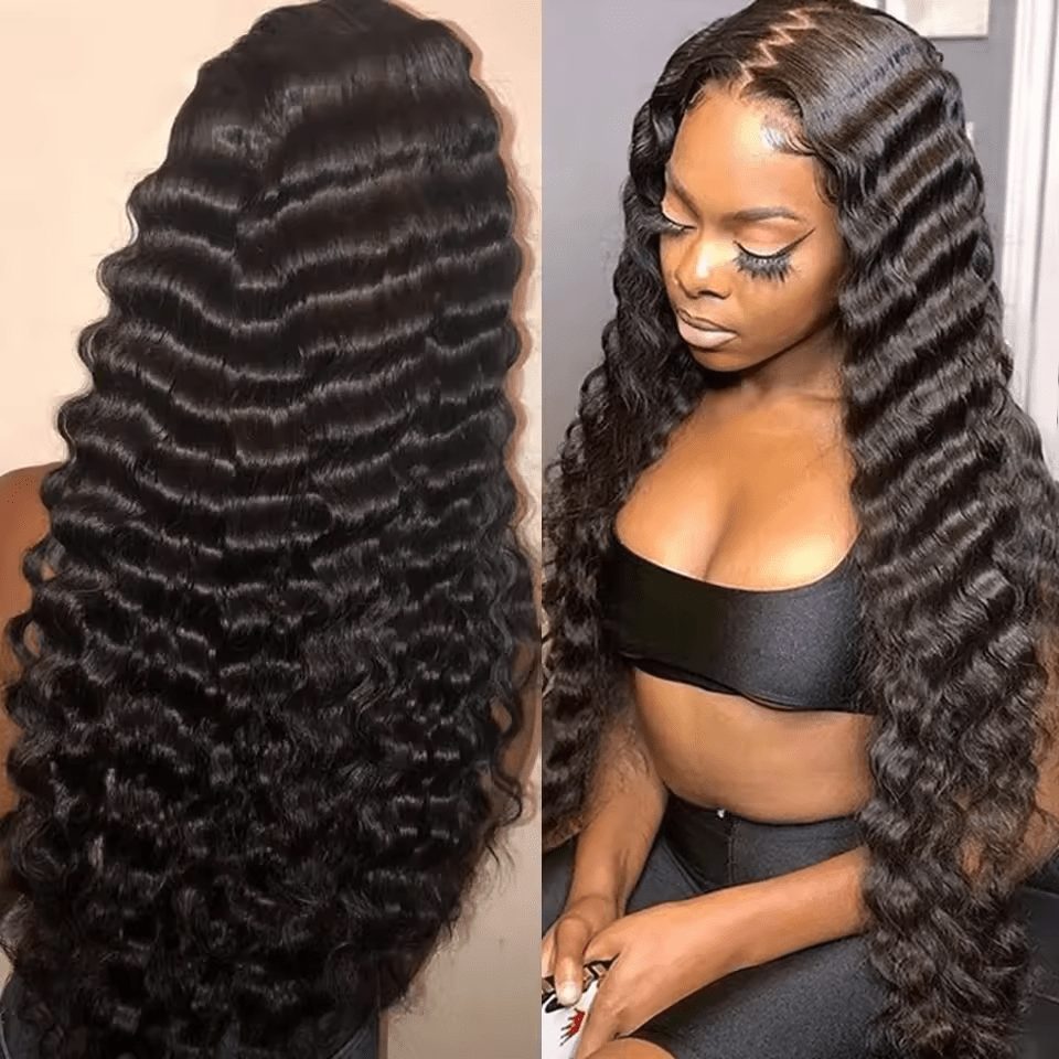 30Inch 13x6 Deep Curly Human Hair Wigs For Women Pre Plucked Loose Deep Wave Hd Transparent Frontal Wig Full Density