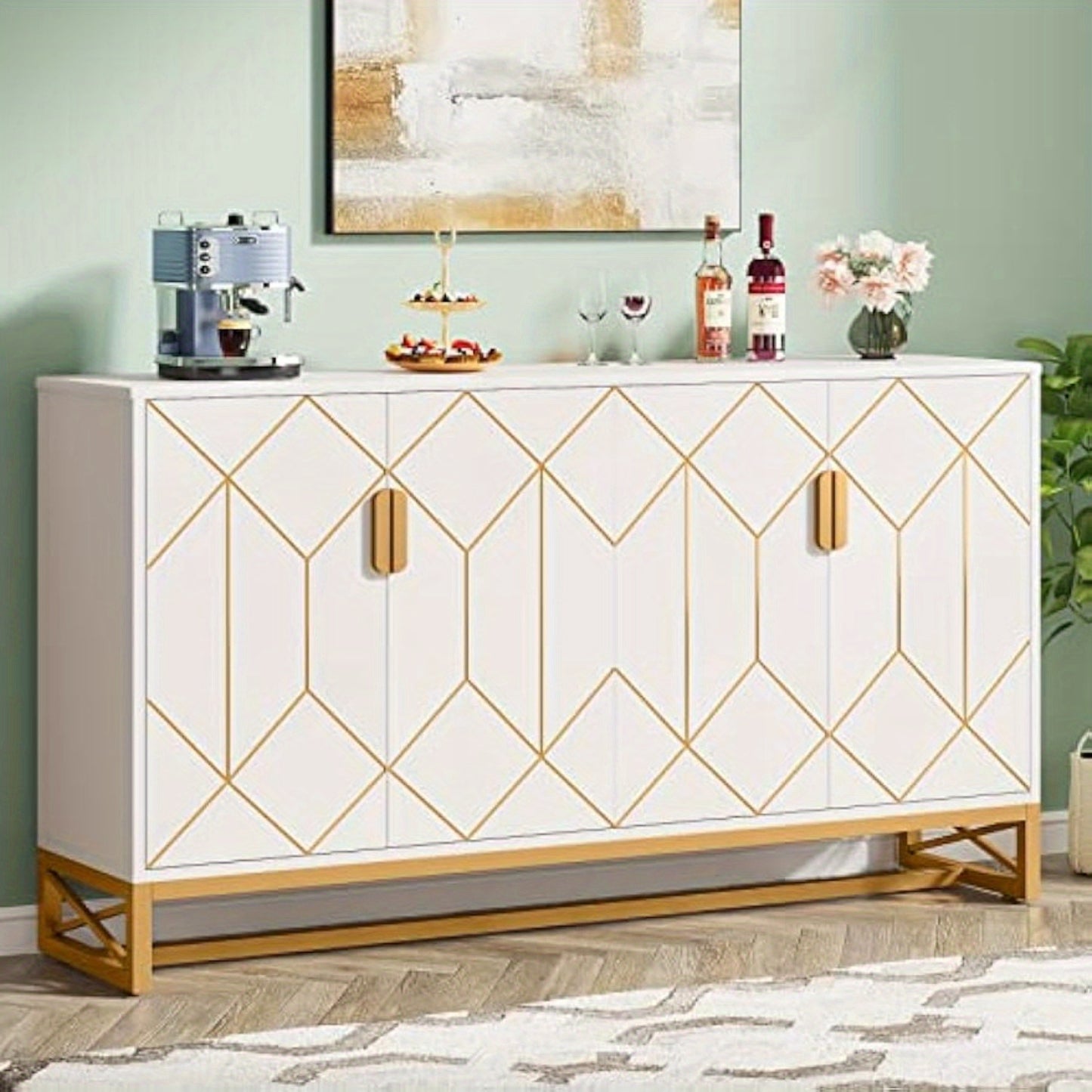 59" Buffet Cabinet With Storage Kitchen Sideboard Storage Cabinet