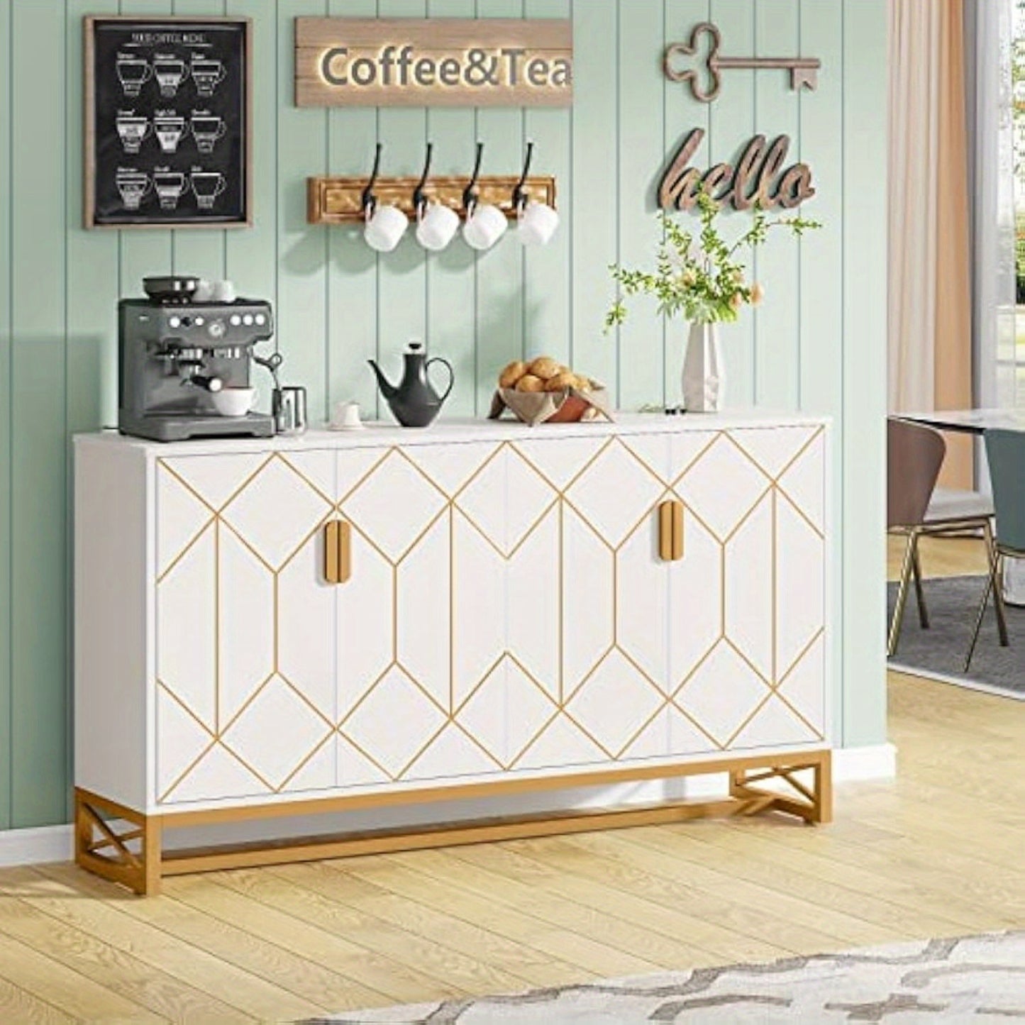 59" Buffet Cabinet With Storage Kitchen Sideboard Storage Cabinet