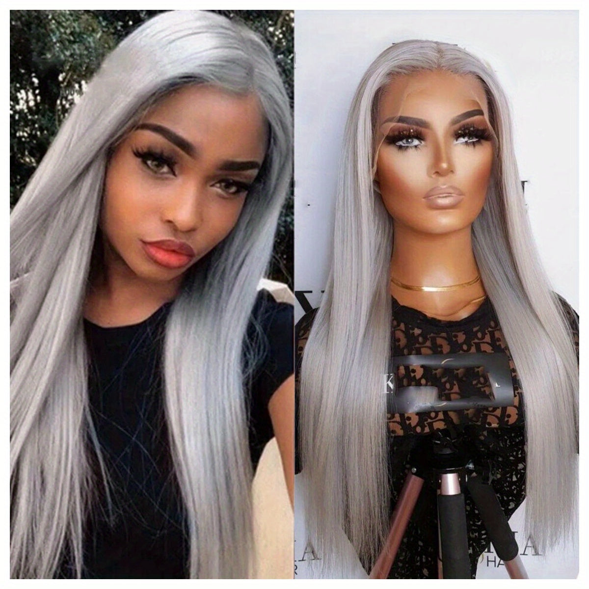 Long Body Wave Synthetic Lace Front Wig 13X3 Lace Wig Long Lace Front Wigs Straight Gray Synthetic Hair Wig Cosplay