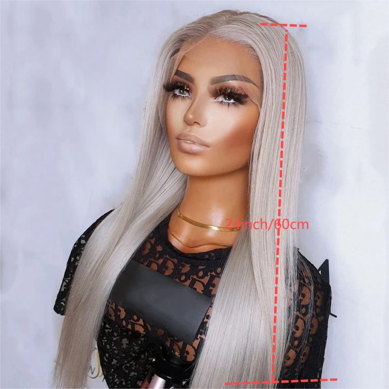 Long Body Wave Synthetic Lace Front Wig 13X3 Lace Wig Long Lace Front Wigs Straight Gray Synthetic Hair Wig Cosplay