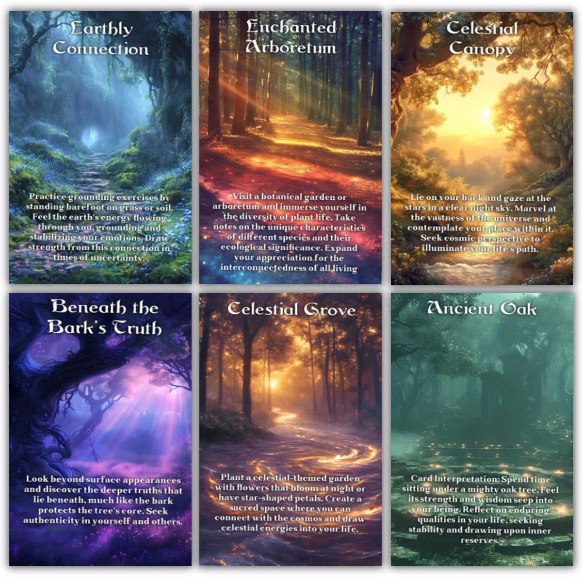 56 PCS Sacred Forest Oracle Cards for Beginners with Guidebook - Tarot-Inspired Deck for Insight, Meditation & Reflection - Universal Paper Greeting Cards for Any Recipient with Meanings Printed