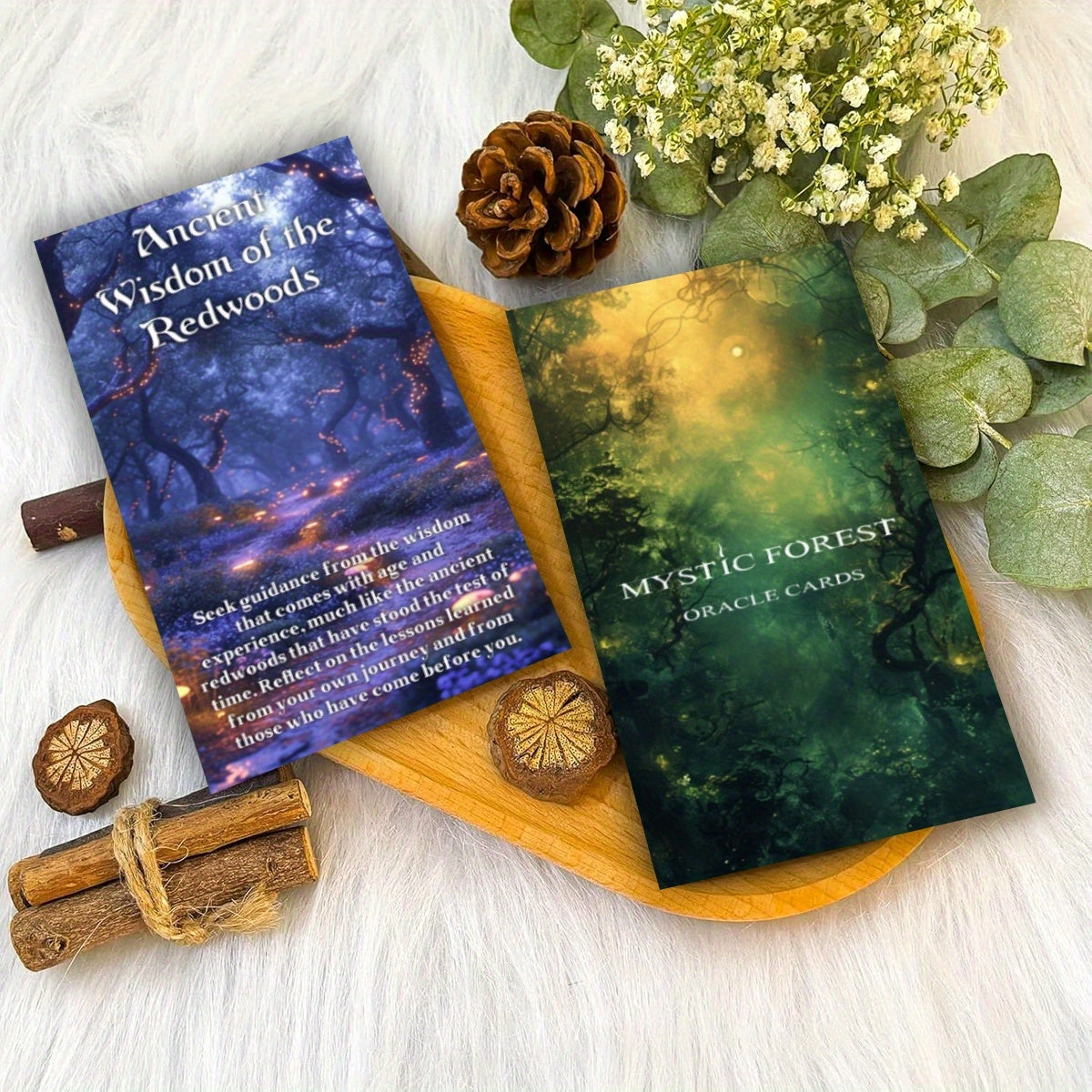 56 PCS Sacred Forest Oracle Cards for Beginners with Guidebook - Tarot-Inspired Deck for Insight, Meditation & Reflection - Universal Paper Greeting Cards for Any Recipient with Meanings Printed