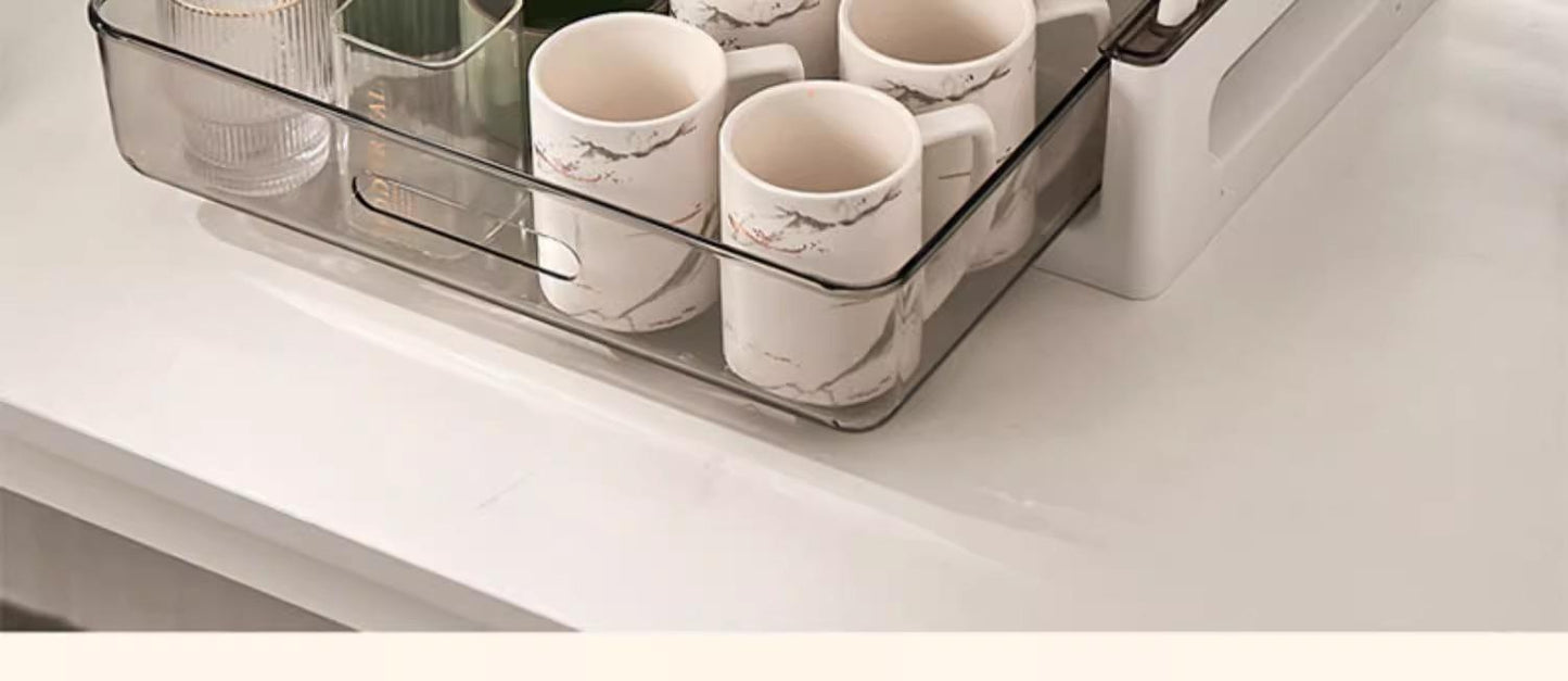 PVC Multi-Drawer Coffee Station Organizer: Cup and Snack Storage Rack with Tea Bag Compartment, Beverage Station Organizer, Kitchen Countertop Espresso Pod Holder