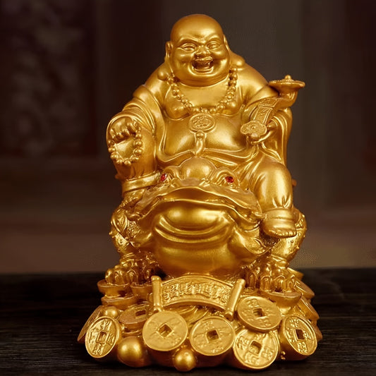 1pc Feng Shui Laughing Buddha Statue - Attract Wealth & Happiness - Wealthy Toad on Money Frog Design - Perfect Car & Home Decor for Chinese New Year - Eye-Catching Prosperity Charm