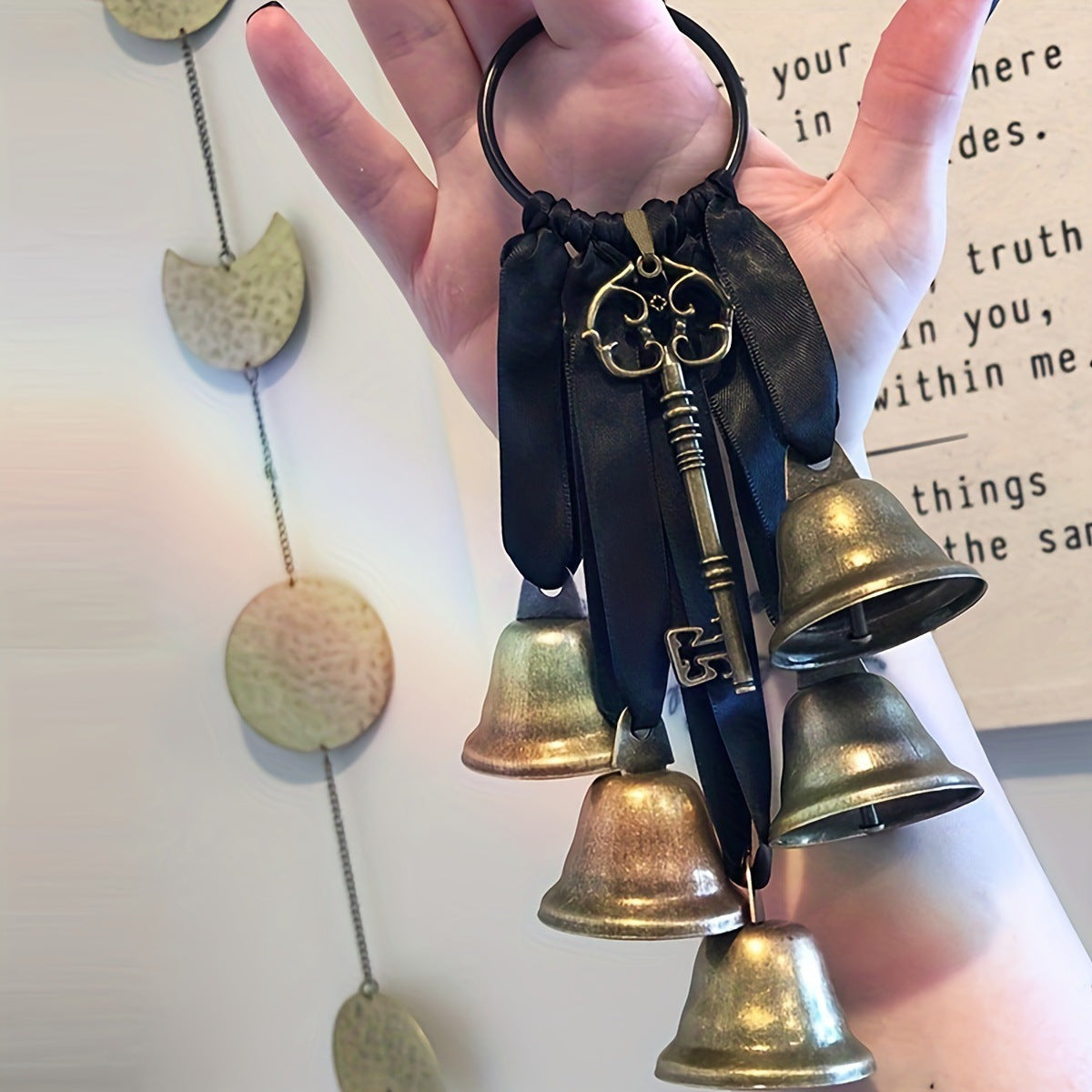 Iron Witch Wind Chimes - Unique Decorative Door Handle Bells with Home Protection & Room Decor - Non-Electric, Battery-Free, Hanging Pendant for Indoor & Outdoor Use