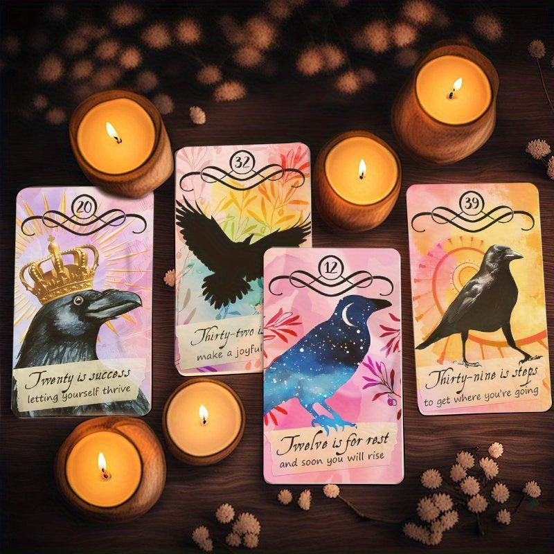 Counting Crows Halloween Oracle Cards - 40pcs Mystical Time Oracle Deck, Perfect Gift for Friends & Family, Beginner-Friendly