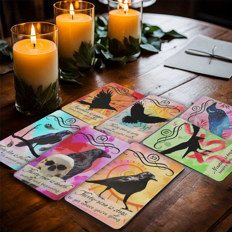 Counting Crows Halloween Oracle Cards - 40pcs Mystical Time Oracle Deck, Perfect Gift for Friends & Family, Beginner-Friendly