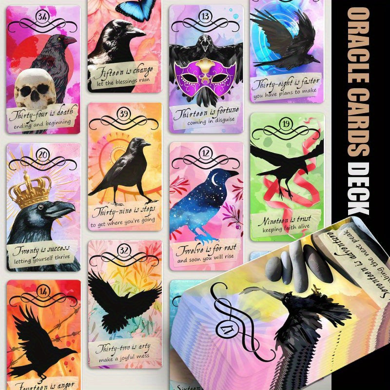 Counting Crows Halloween Oracle Cards - 40pcs Mystical Time Oracle Deck, Perfect Gift for Friends & Family, Beginner-Friendly