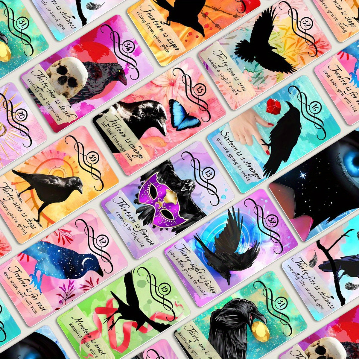 Counting Crows Halloween Oracle Cards - 40pcs Mystical Time Oracle Deck, Perfect Gift for Friends & Family, Beginner-Friendly