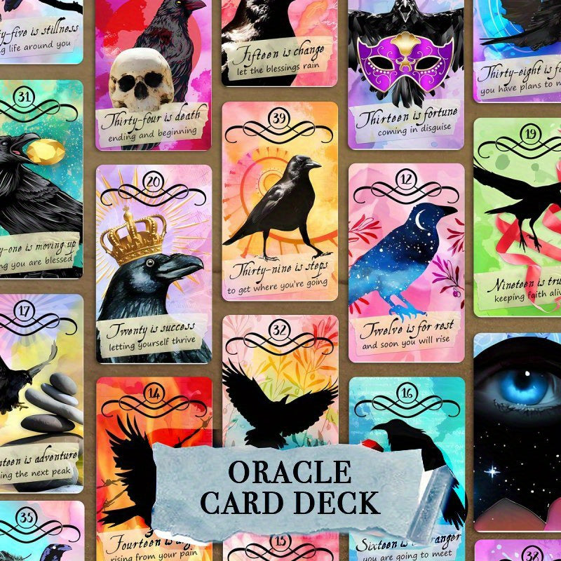 Counting Crows Halloween Oracle Cards - 40pcs Mystical Time Oracle Deck, Perfect Gift for Friends & Family, Beginner-Friendly