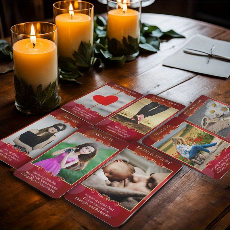 50-Pack Romantic Love Oracle Cards with Flame Twin Situations, Karmic Relationships, and Harmony - Paper Material, Ideal for Beginners, Perfect for Friends, Family, and Christmas Gifts