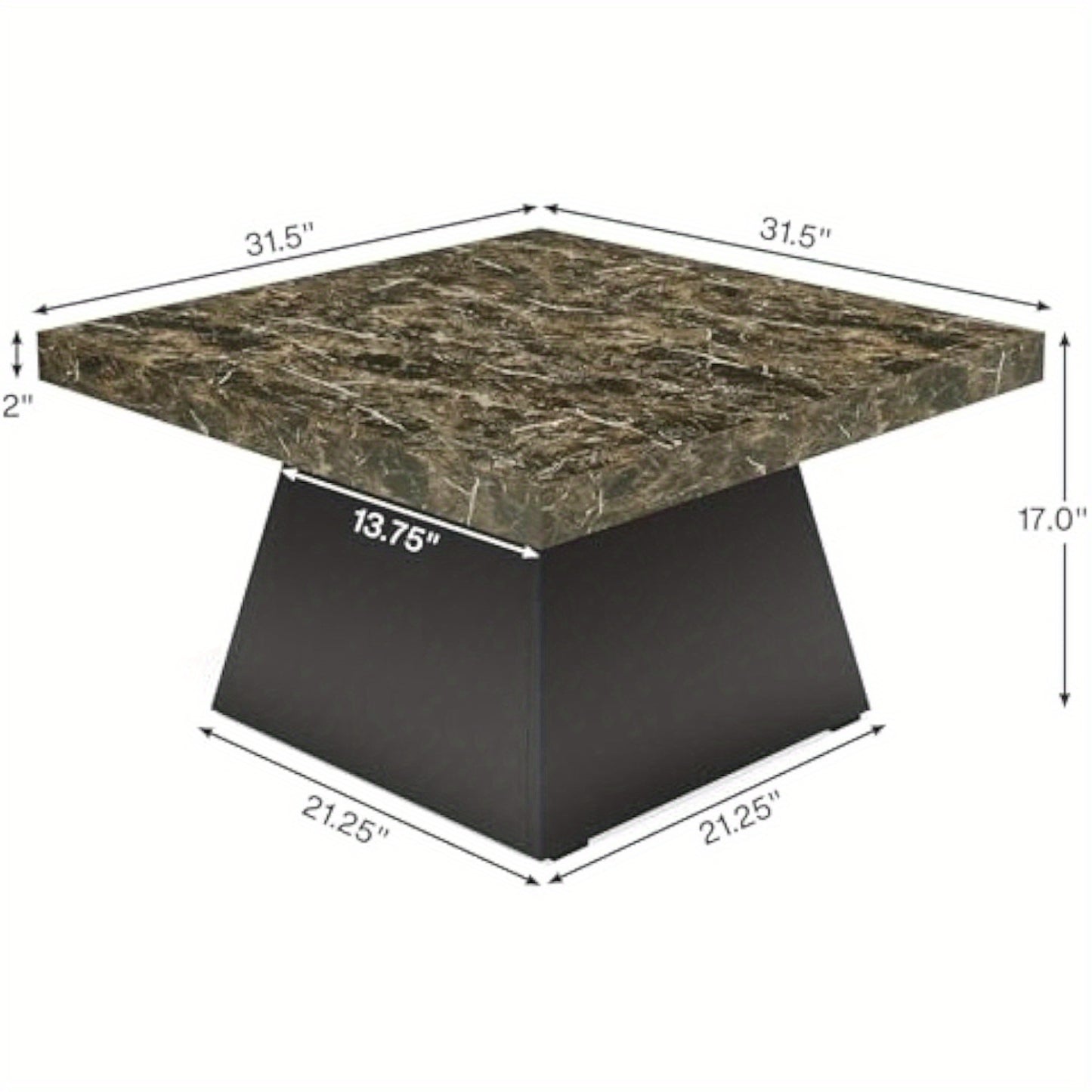 Square Coffee Table with LED Light for Living Room, Modern Accent Center Table 31-Inch Coffee Table, Easy Assembly Low Tea Table with Faux Marble Top for Home Office, Black