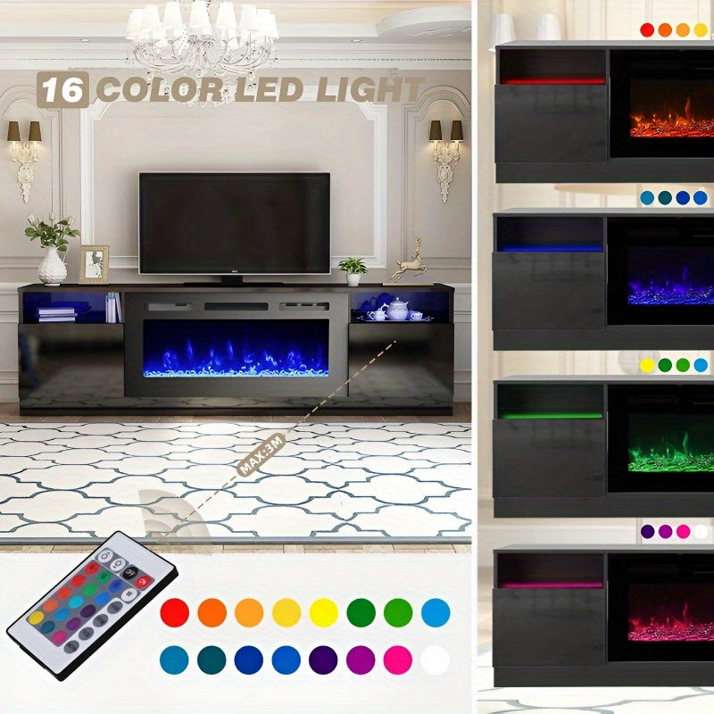 70'' Fireplace TV Stand with 36'' Electric Fireplace, Entertainment Center with 16 Color Led Lights, TV Console for TVs up to 80'' for Living Room