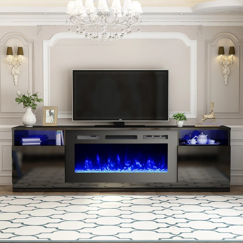 70'' Fireplace TV Stand with 36'' Electric Fireplace, Entertainment Center with 16 Color Led Lights, TV Console for TVs up to 80'' for Living Room