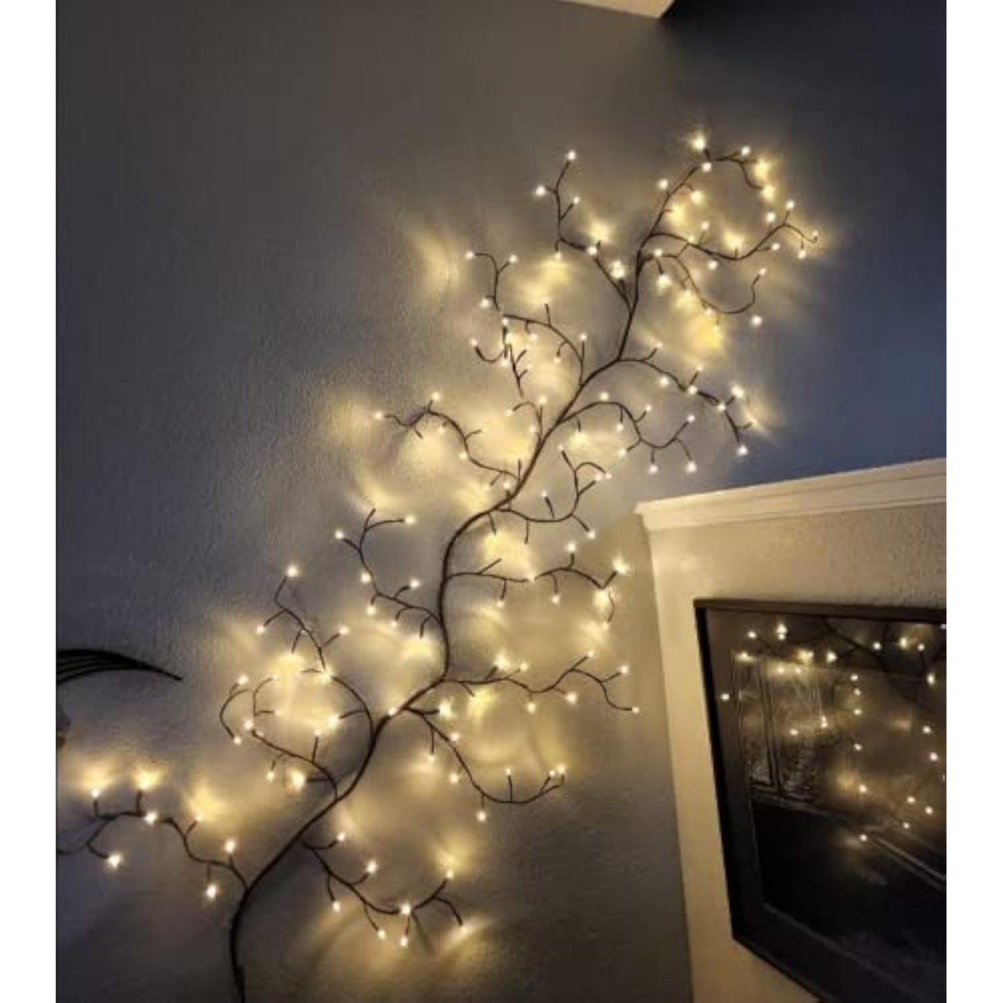 1 PC 96 LED 8 Modes Bendable Willow Vine Lights  6Ft Flexible Brown Vine Fairy Lights Twinkle Artificial Tree Branches Lights LED Lights for Wall Tabletop Stairs Wedding Party Christmas Decorations USB Powered for Indoor Room