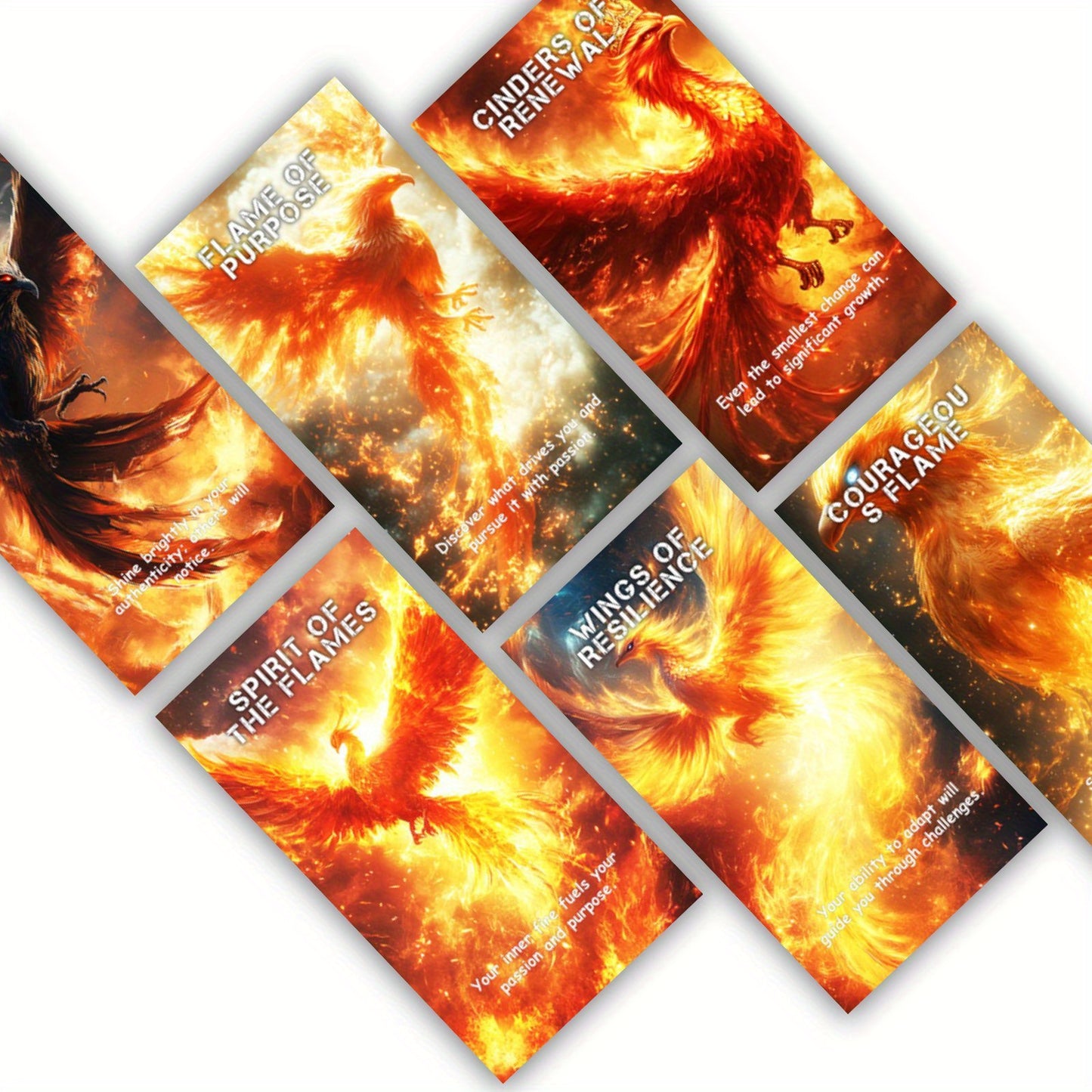 56-Pack Flame Phoenix Oracle Card Set - Inspirational Tarot-Themed Greeting Cards for Ambition and Emotional Well-Being, Ideal for Beginners and Gift-Giving