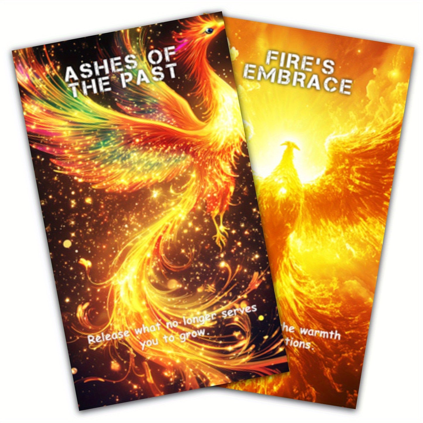 56-Pack Flame Phoenix Oracle Card Set - Inspirational Tarot-Themed Greeting Cards for Ambition and Emotional Well-Being, Ideal for Beginners and Gift-Giving