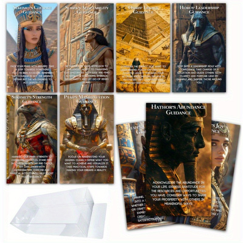 56pcs Ancient Egyptian Oracle Cards, 2.76inch x 4.72inch, Alchemical Divination & Guidance, Inspirational Messages, Egyptian Thoth & Ra's Wisdom, Paper Deck for Personal Reflection & Gift