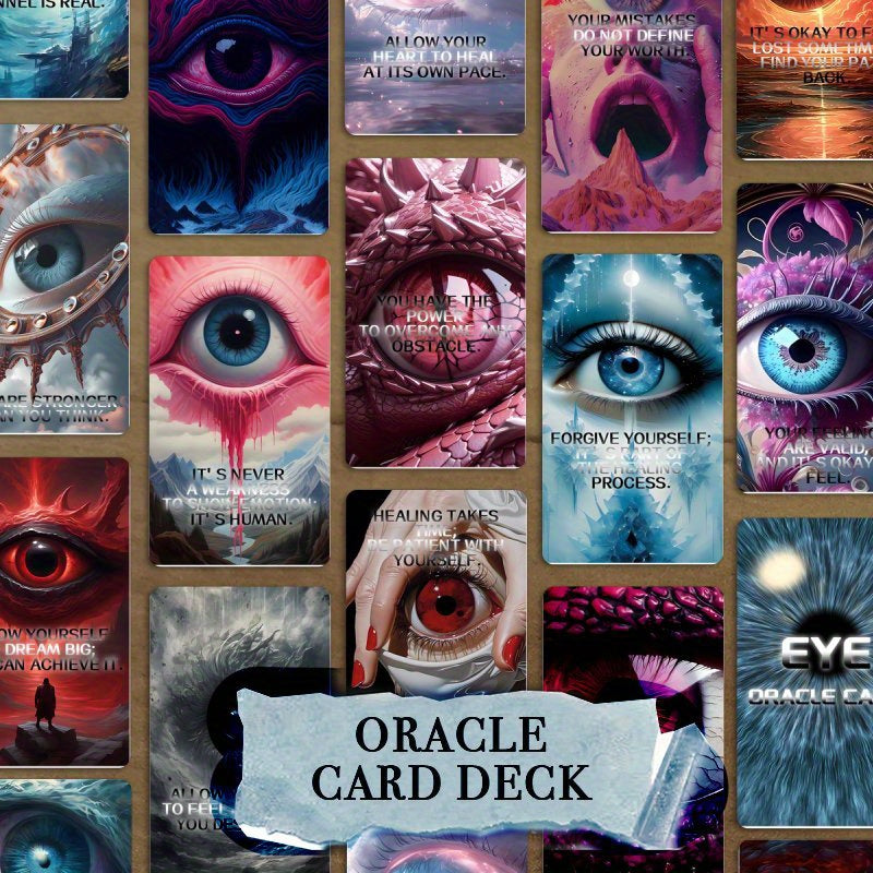 42-Pack Evil Eye Oracle Cards, Inspirational Affirmations, Beginner's Guide, Halloween Gift, Paper Deck for Health & Home, Self-Improvement, Spiritual Guidance