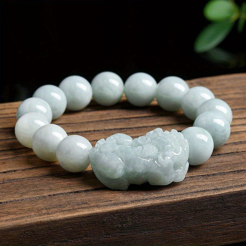 1pc Stone Carved Animal Bracelet, Stone Bead Bracelet for Male And Female