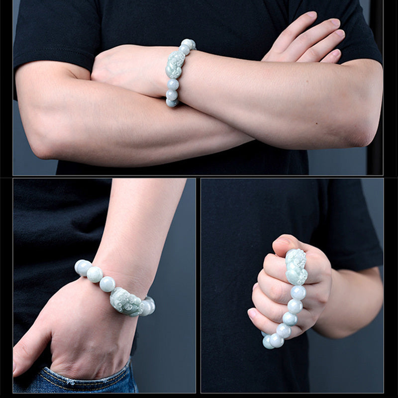 1pc Stone Carved Animal Bracelet, Stone Bead Bracelet for Male And Female