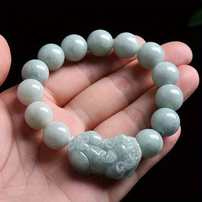 1pc Stone Carved Animal Bracelet, Stone Bead Bracelet for Male And Female