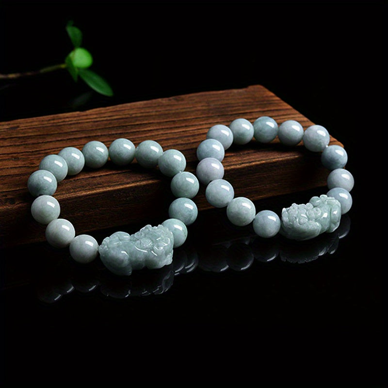 1pc Stone Carved Animal Bracelet, Stone Bead Bracelet for Male And Female