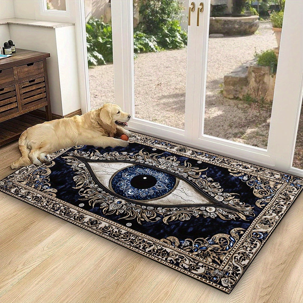 Evil Eye Welcome Mat - Anti-Slip, Washable Door Rug for Outdoor Entrance, Perfect for Living Room, Patio, Laundry, Balcony, Kitchen - Stylish Home & Room Decor