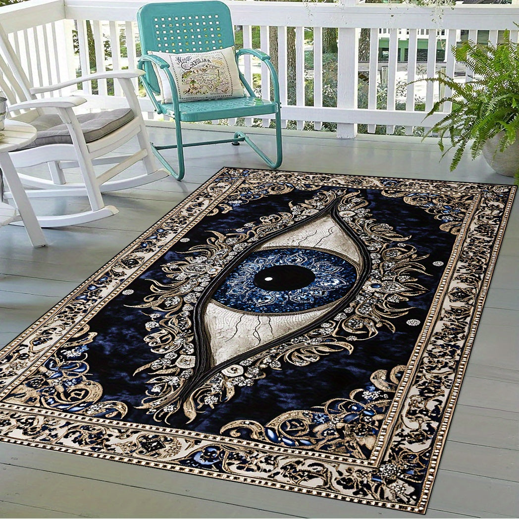 Evil Eye Welcome Mat - Anti-Slip, Washable Door Rug for Outdoor Entrance, Perfect for Living Room, Patio, Laundry, Balcony, Kitchen - Stylish Home & Room Decor