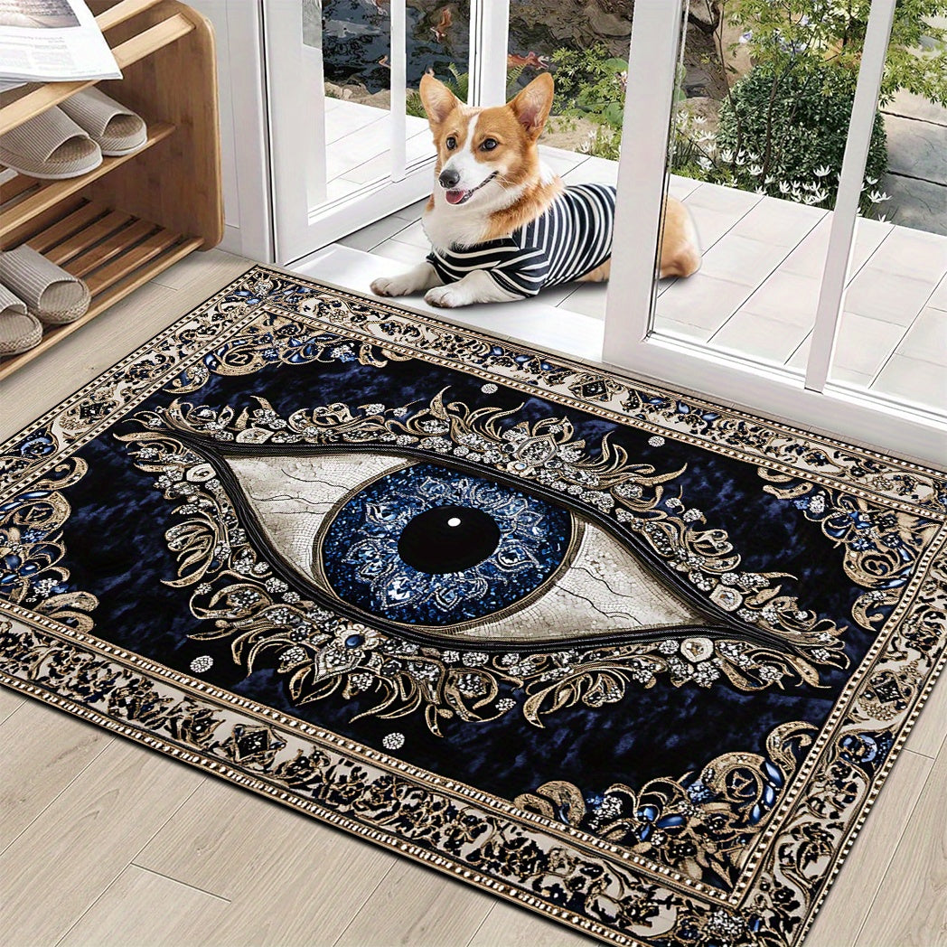 Evil Eye Welcome Mat - Anti-Slip, Washable Door Rug for Outdoor Entrance, Perfect for Living Room, Patio, Laundry, Balcony, Kitchen - Stylish Home & Room Decor