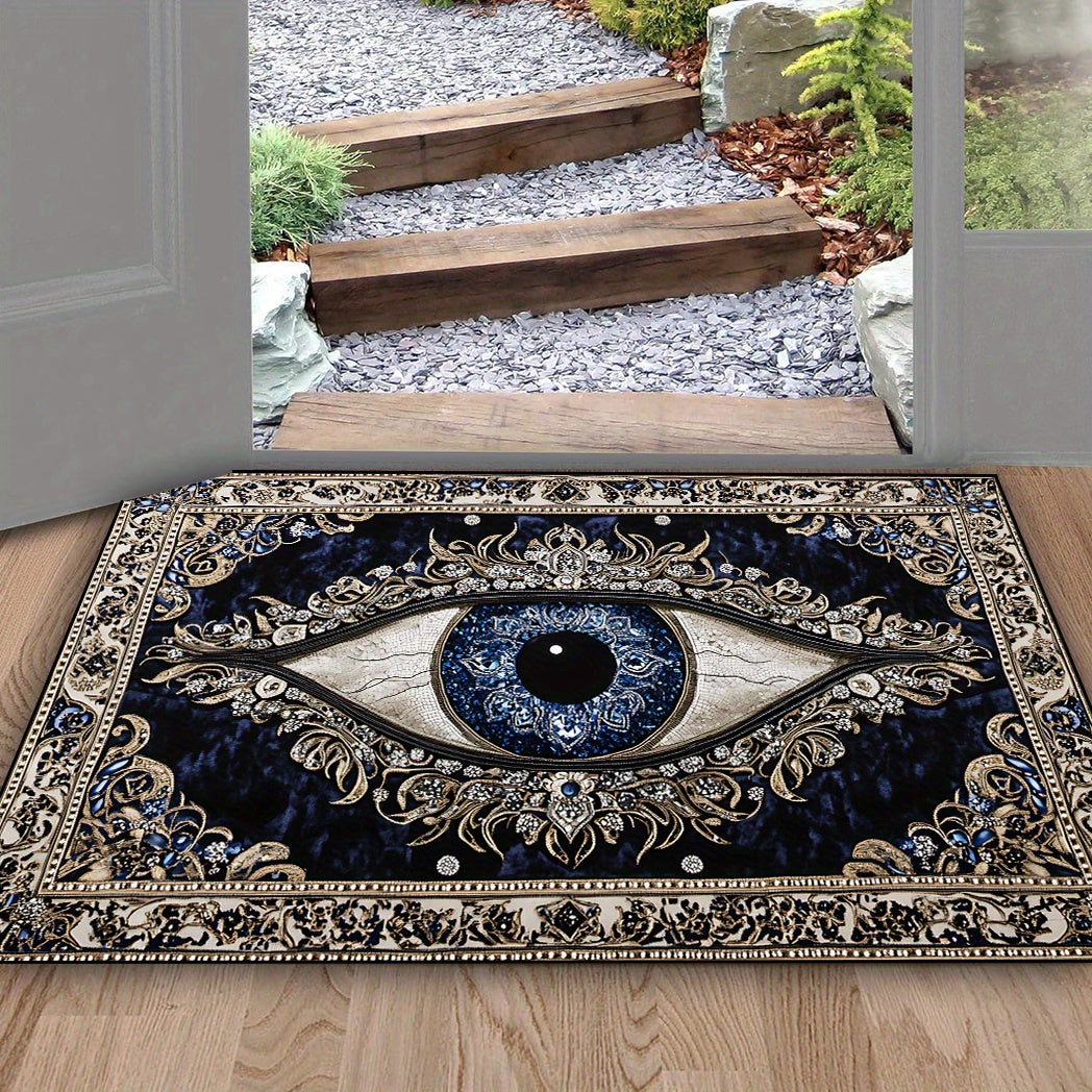 Evil Eye Welcome Mat - Anti-Slip, Washable Door Rug for Outdoor Entrance, Perfect for Living Room, Patio, Laundry, Balcony, Kitchen - Stylish Home & Room Decor