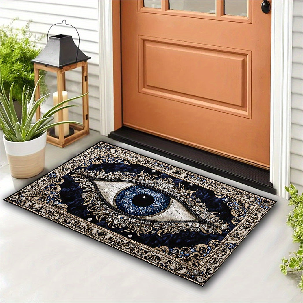 Evil Eye Welcome Mat - Anti-Slip, Washable Door Rug for Outdoor Entrance, Perfect for Living Room, Patio, Laundry, Balcony, Kitchen - Stylish Home & Room Decor