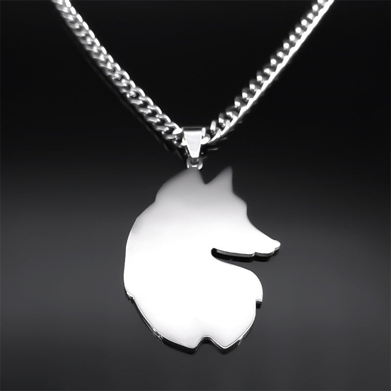 1pc Gothic Style Stainless Steel Fox Pendant Necklace for Men'S Hip-hop Animal Pendant Necklace