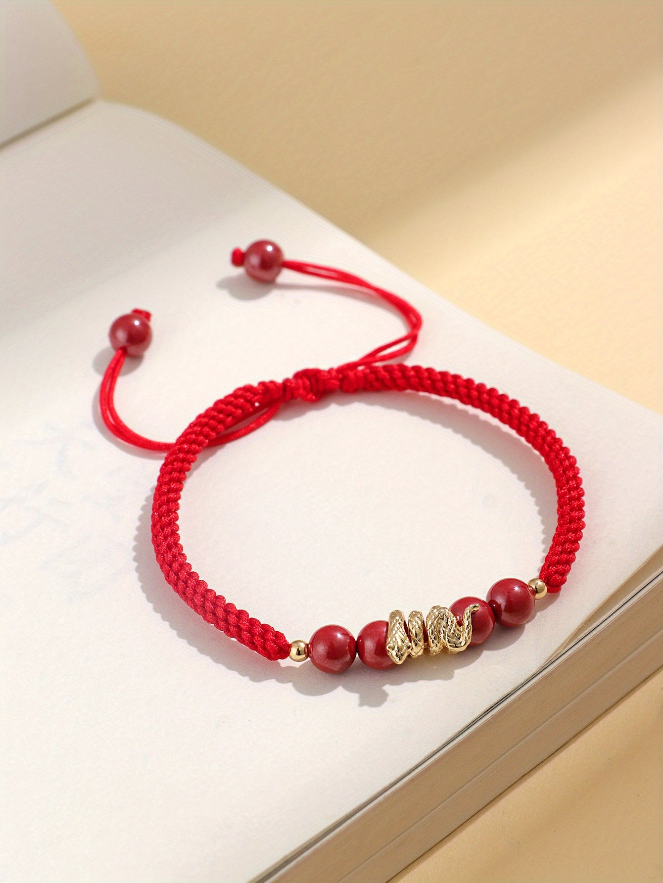 2025 new year Year of Snake Birth Year Hand Woven Hand Rope Safe and Smooth Blessing Snake Couple Bracelet Woven Red Rope Purple Gold Sand Braid Rope