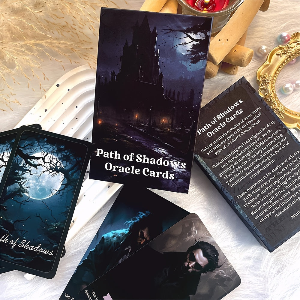 Path of Shadows Oracle Cards, Shadow Path Oracle Deck, Messages Tarot Deck, Taro for Beginners, Guiding You Through The Hidden Corners of Your Psyche, 4.72X2.76inch Cards, 55-Cards